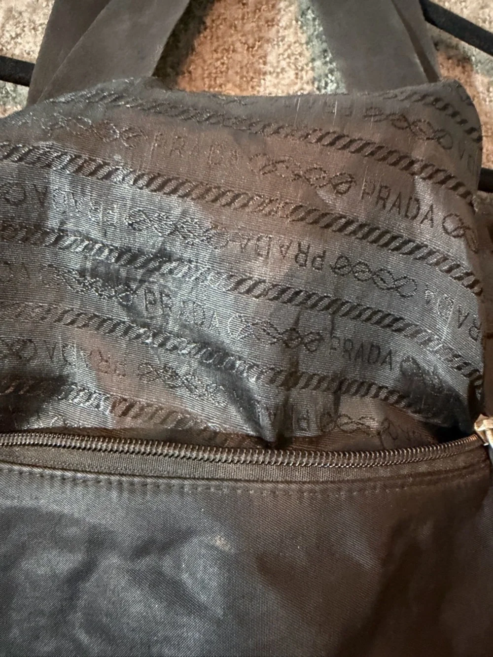 Prada Black Messenger Bag with Silver Buckle